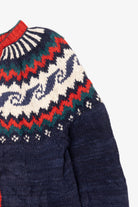 Vintage Red And Navy Blue Rey Wear Fair Isle Cardigan (1990s)