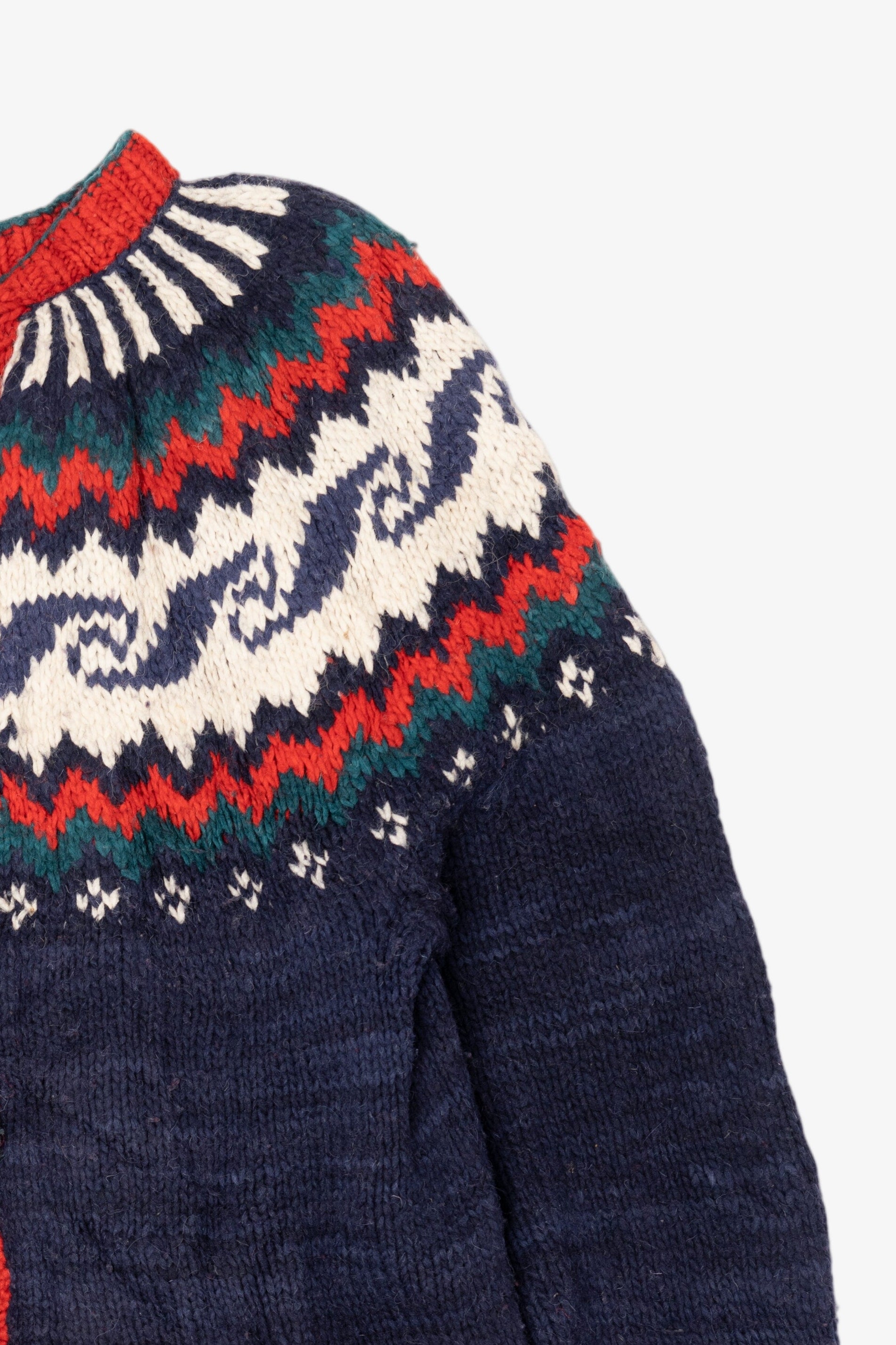 Vintage Red And Navy Blue Rey Wear Fair Isle Cardigan (1990s)