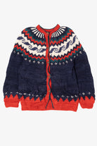Vintage Red And Navy Blue Rey Wear Fair Isle Cardigan (1990s)