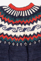 Vintage Red And Navy Blue Rey Wear Fair Isle Cardigan (1990s)