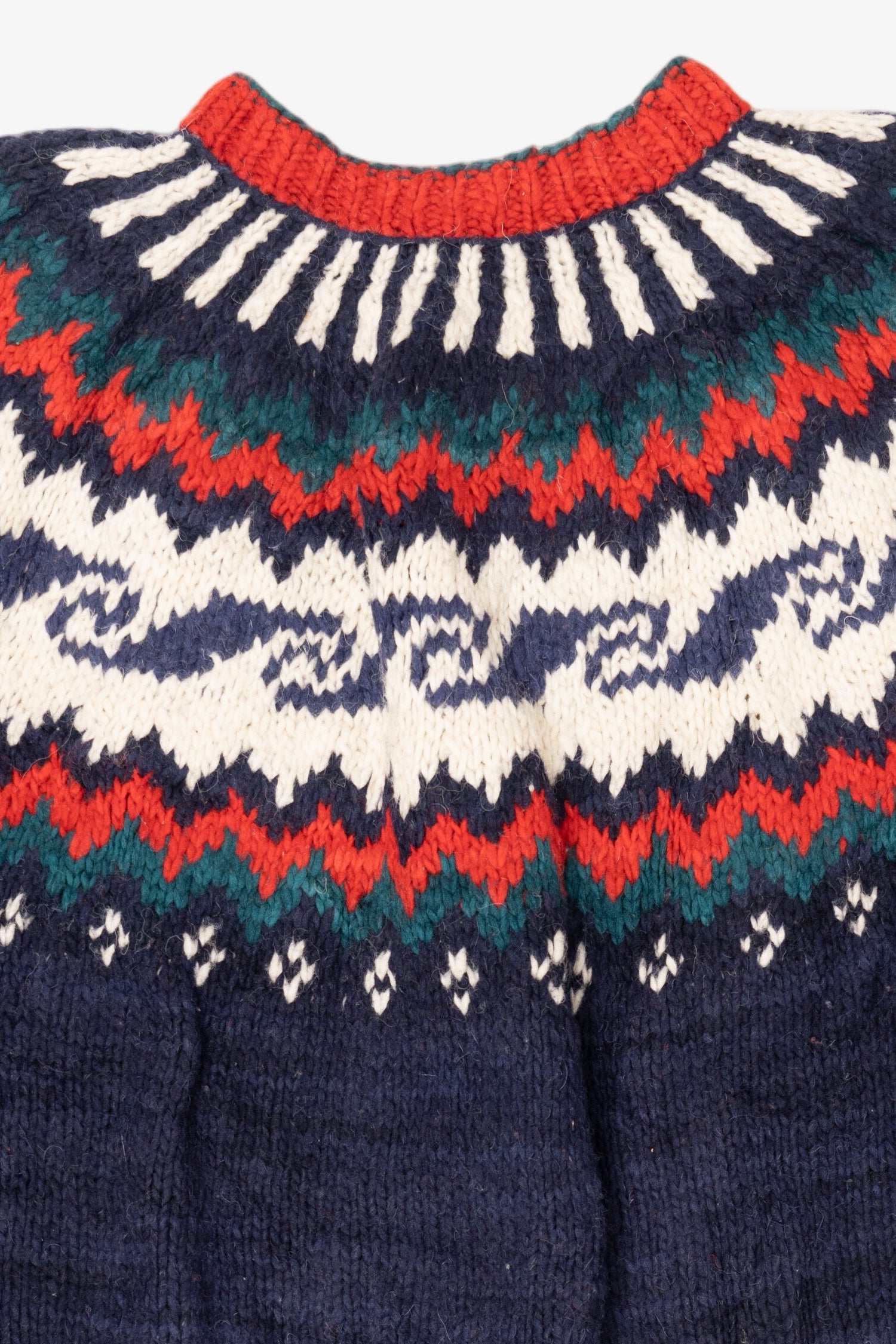 Vintage Red And Navy Blue Rey Wear Fair Isle Cardigan (1990s)