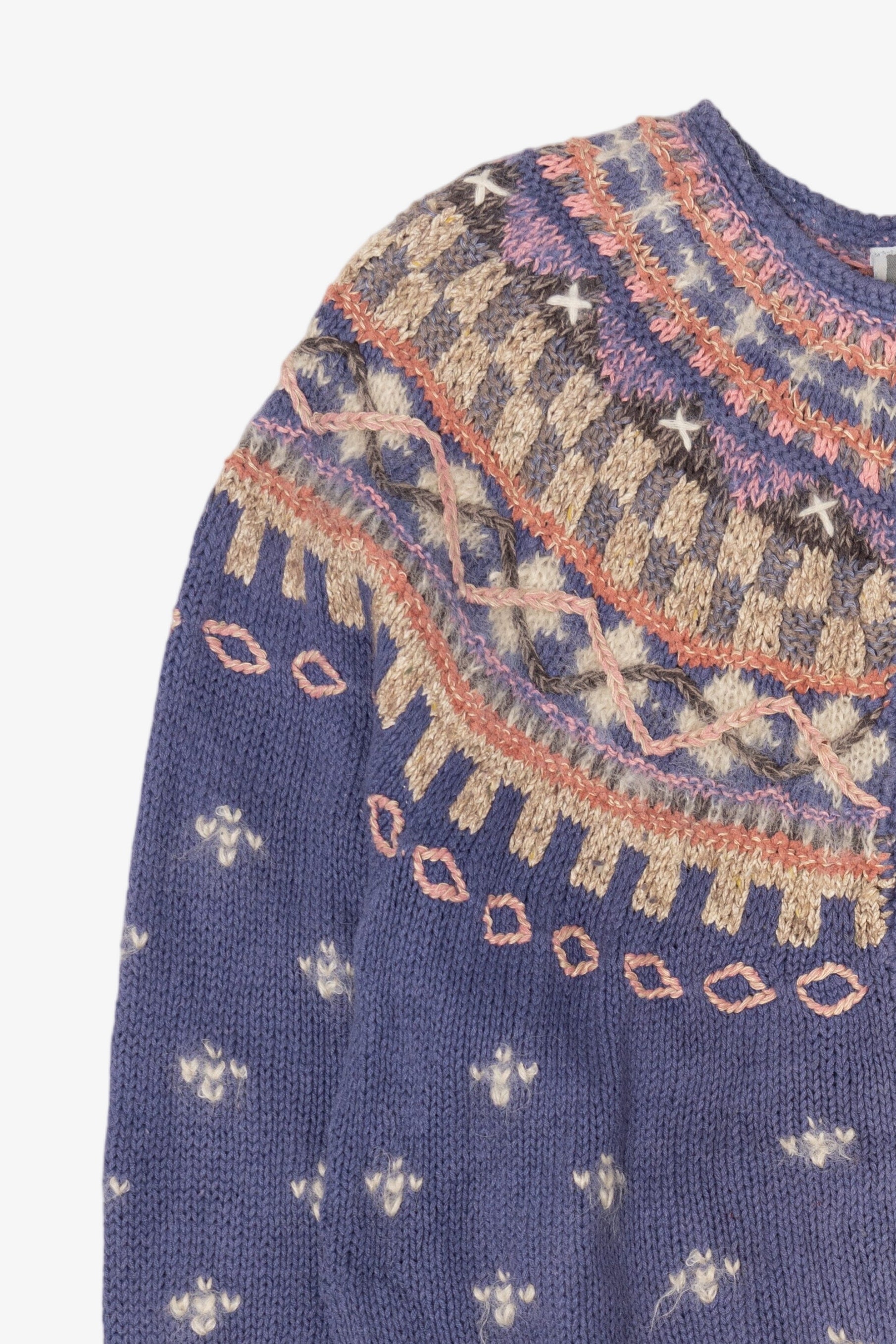 Vintage Hand Knit Sigrid Olsen Fair Isle Cardigan (1990s)