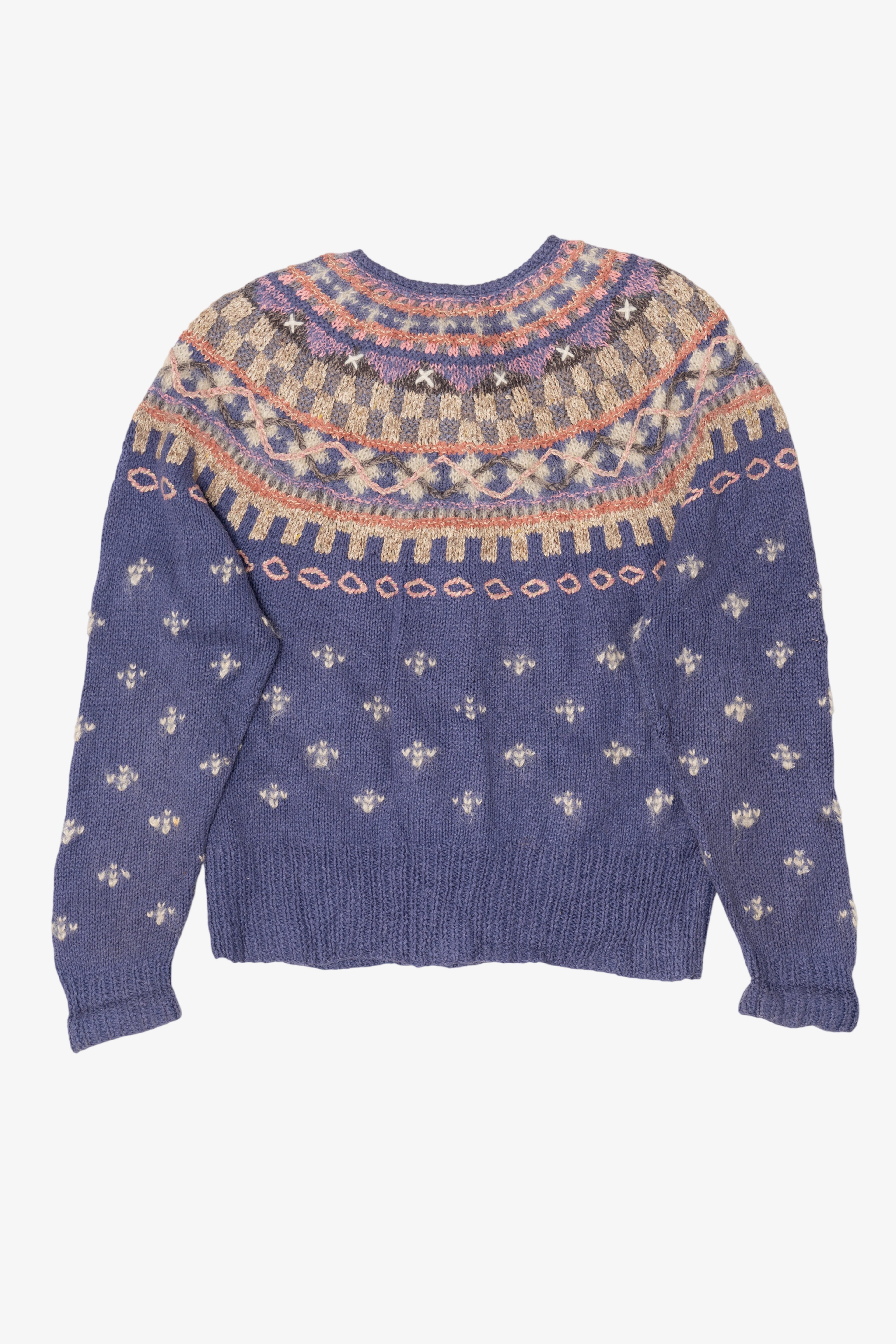 Vintage Hand Knit Sigrid Olsen Fair Isle Cardigan (1990s)