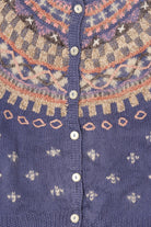 Vintage Hand Knit Sigrid Olsen Fair Isle Cardigan (1990s)