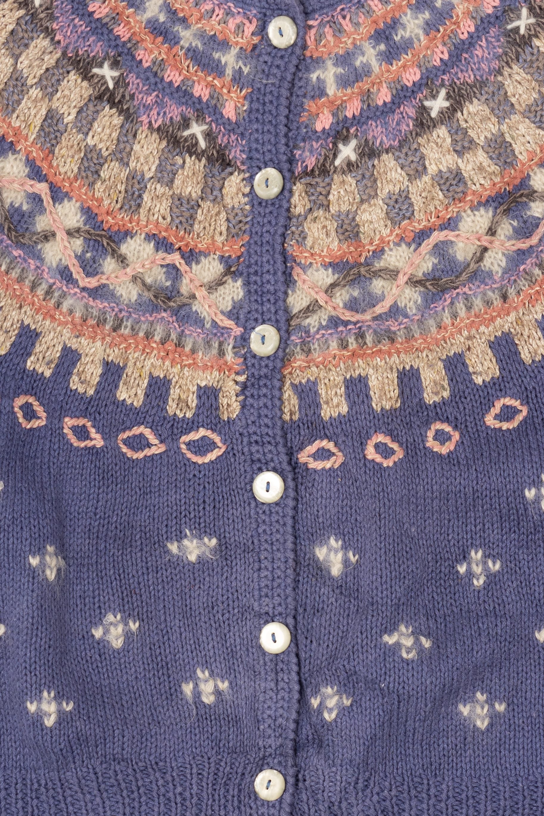 Vintage Hand Knit Sigrid Olsen Fair Isle Cardigan (1990s)