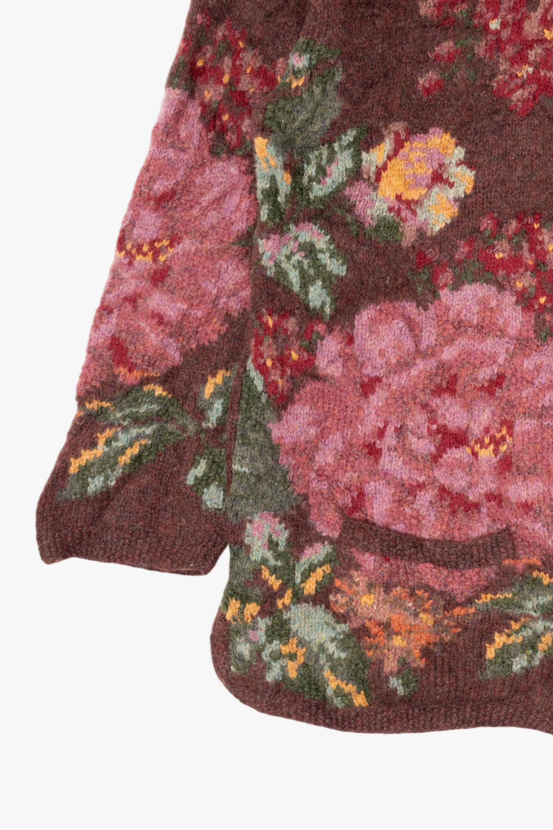 Vintage Hand Knit Northern Isles Floral Cardigan (1990s)