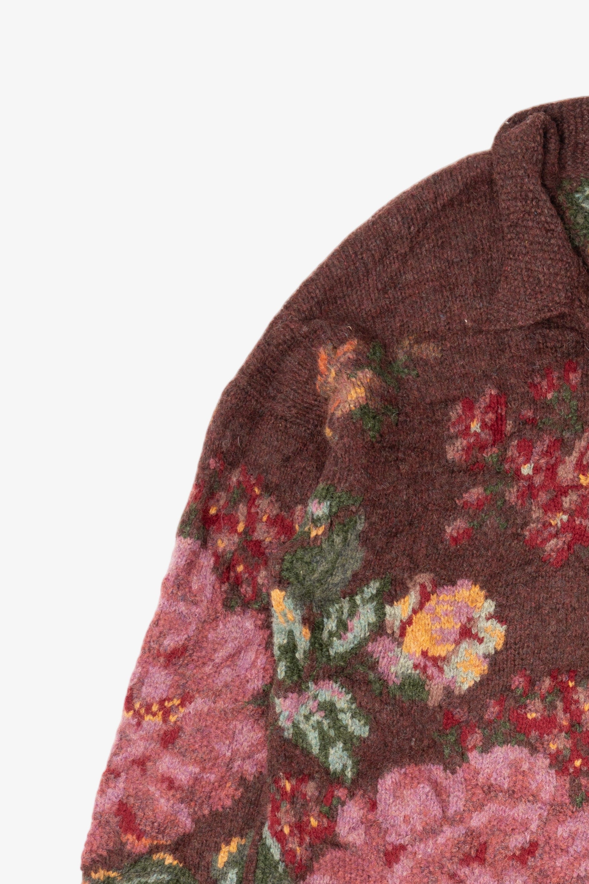 Vintage Hand Knit Northern Isles Floral Cardigan (1990s)