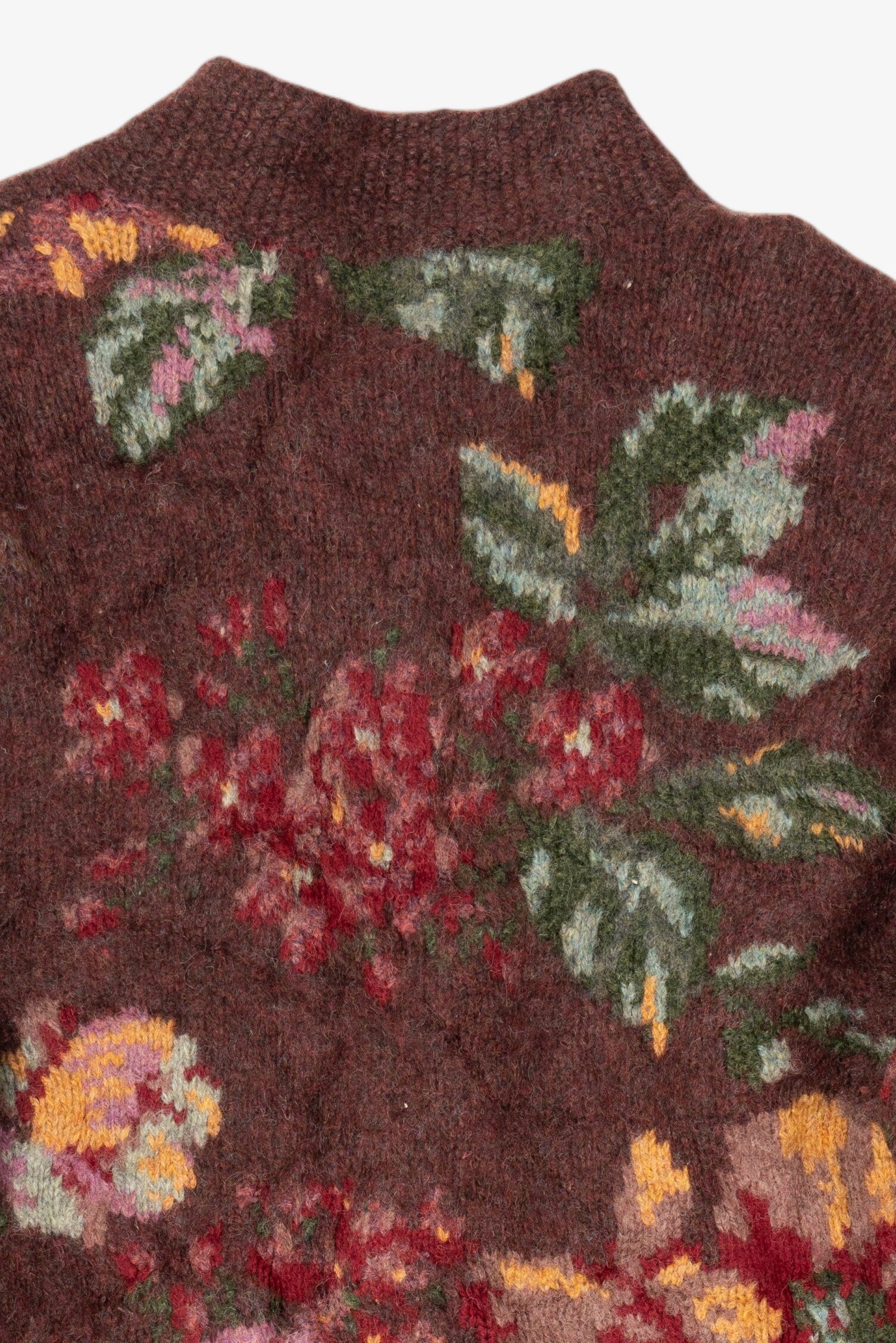 Vintage Hand Knit Northern Isles Floral Cardigan (1990s)