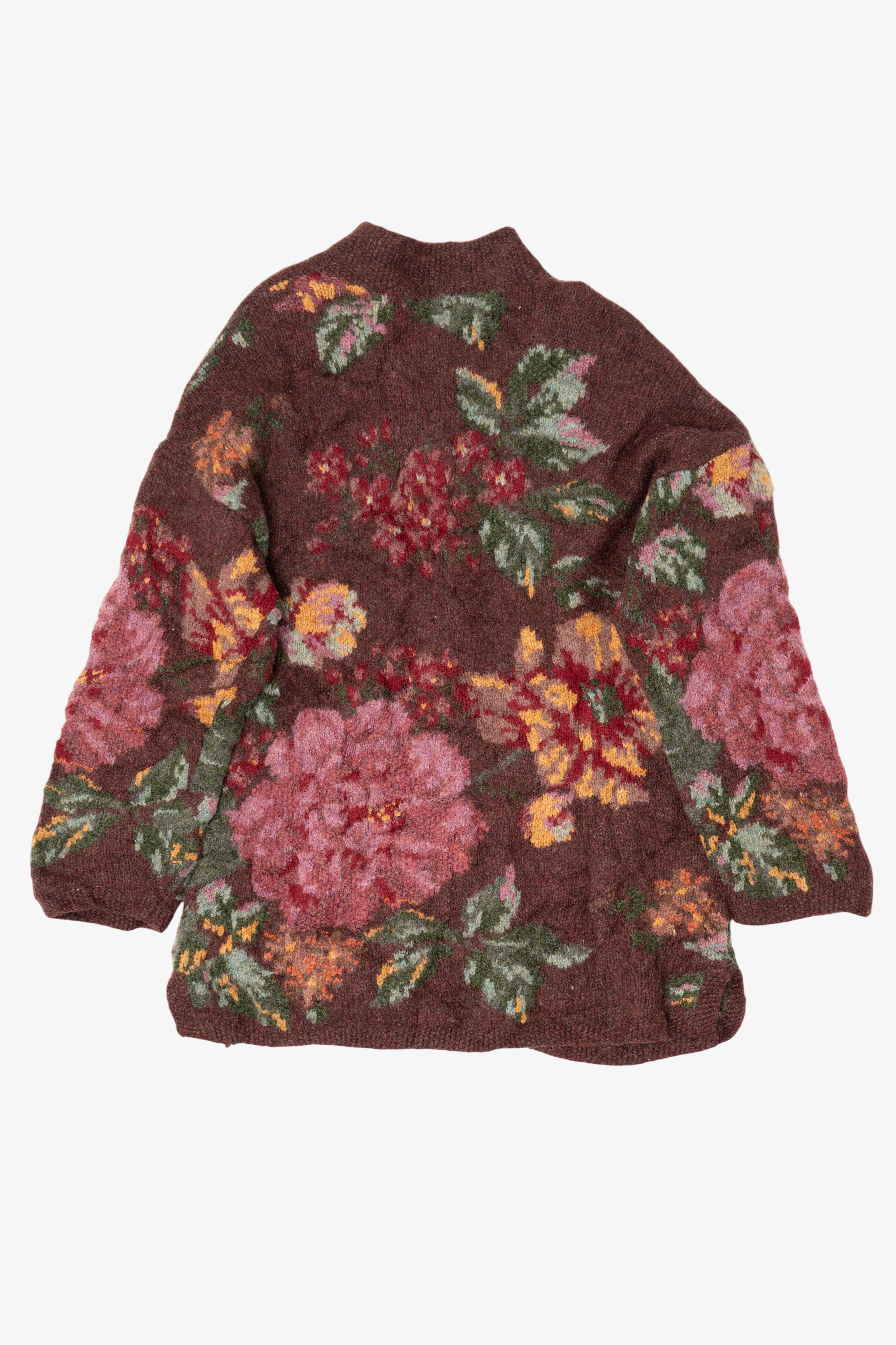 Vintage Hand Knit Northern Isles Floral Cardigan (1990s)