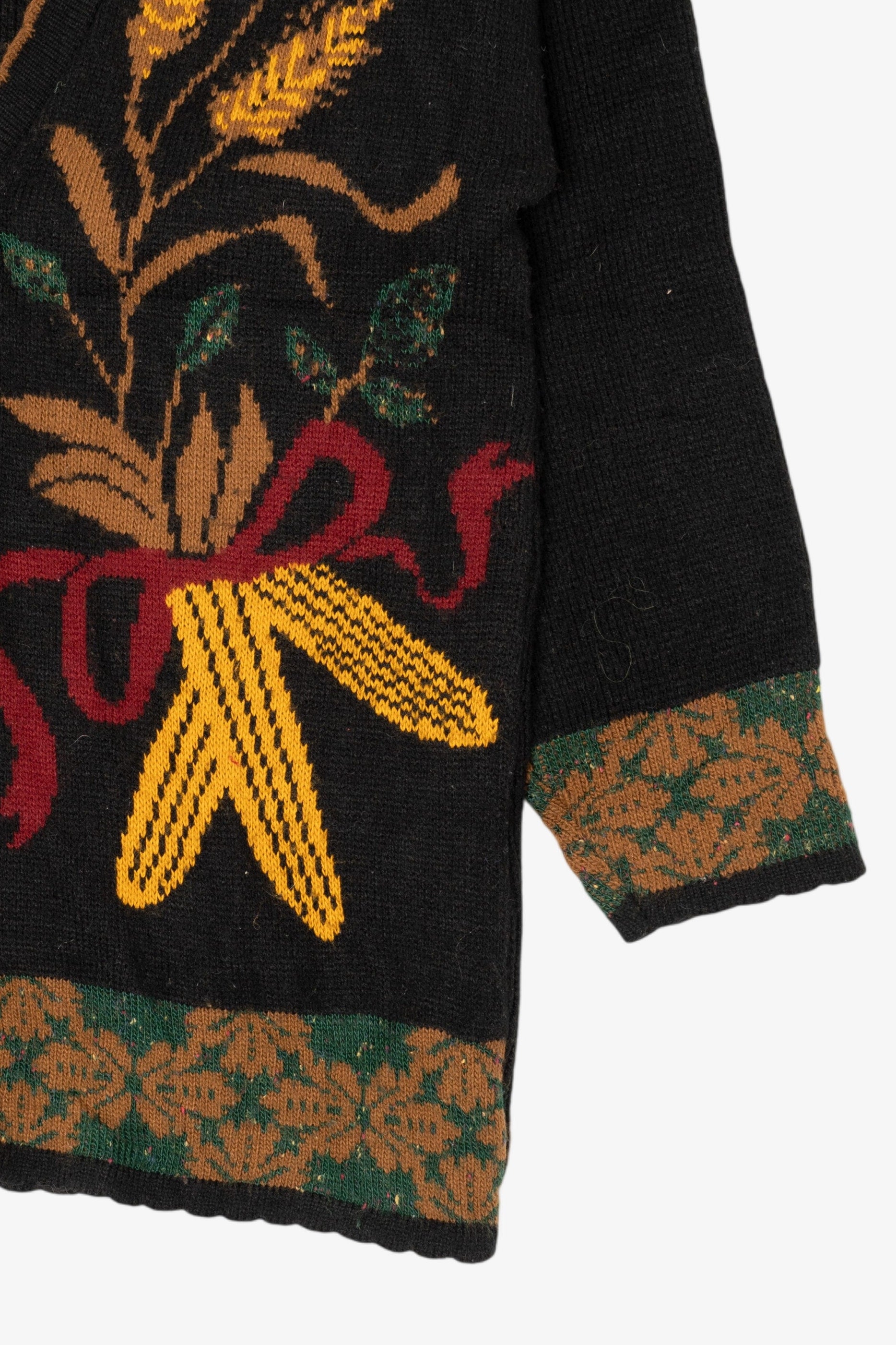 Vintage Black J.J. Poole Corn Autumn Harvest Cardigan (1980s)