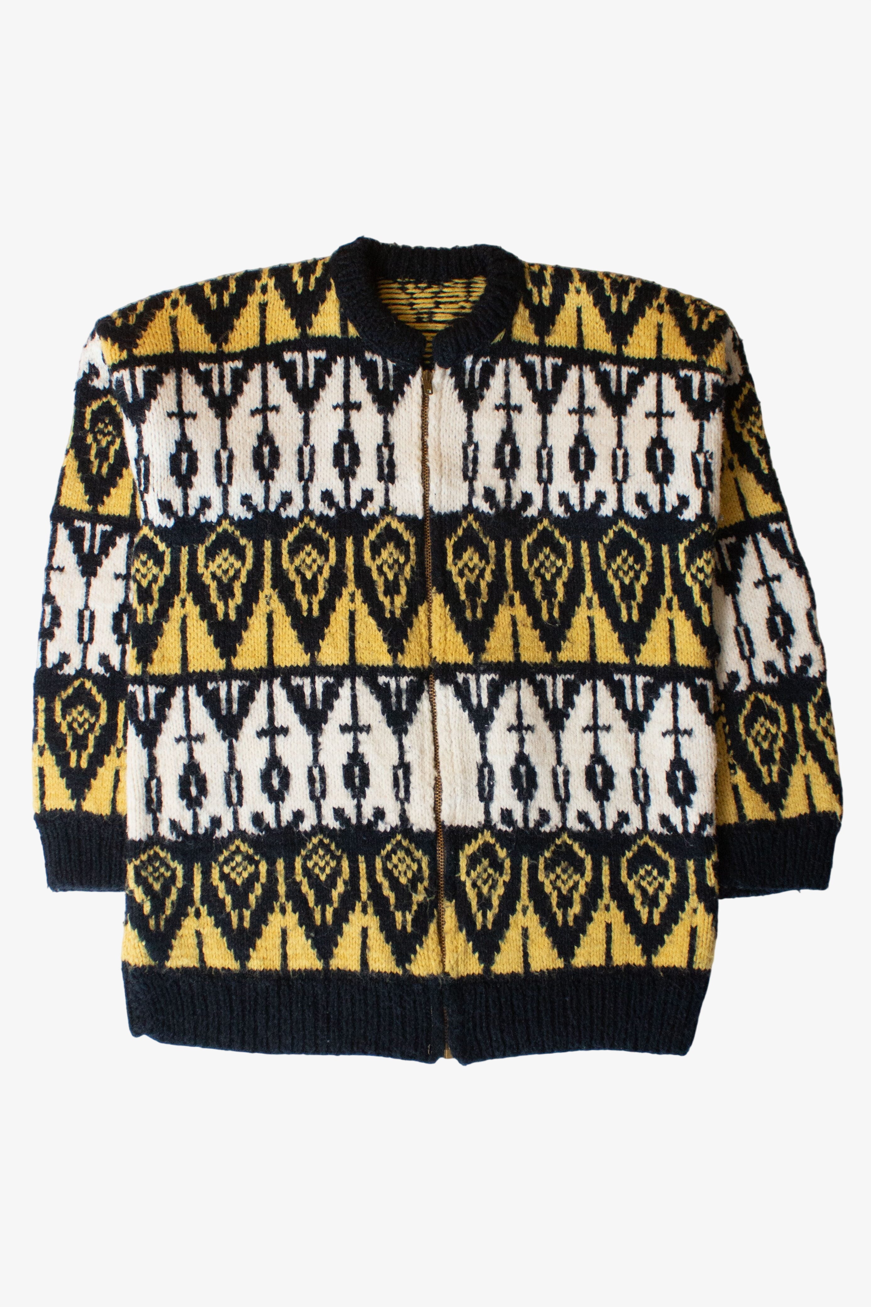 Vintage Yellow Zip Cardigan Sweater (1970s)