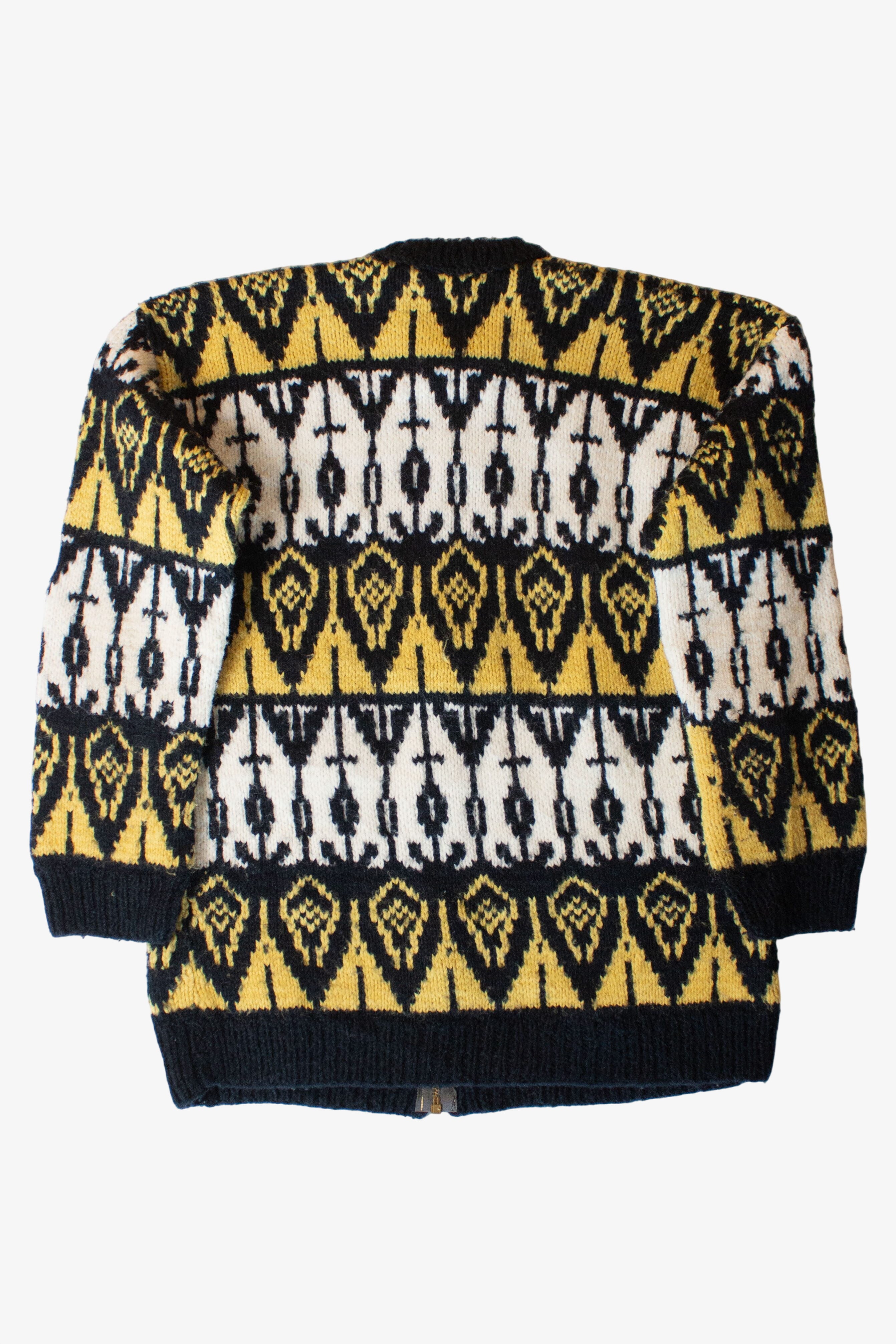 Vintage Yellow Zip Cardigan Sweater (1970s)