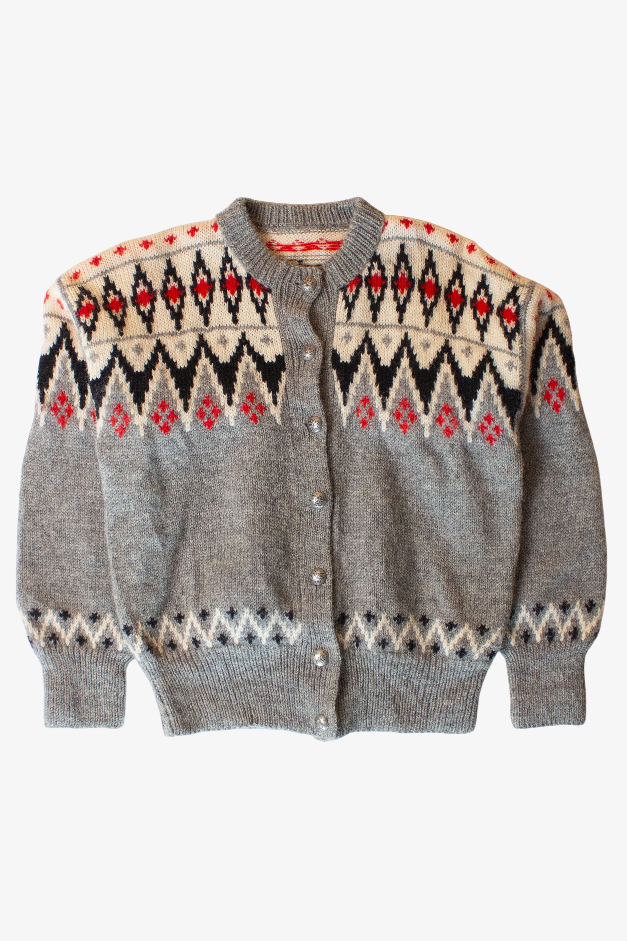 Vintage Hand Knit Fair Isle Cardigan (1980s)