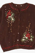 Vintage Dark Brown Sequin Cardinals Cardigan (1990s)