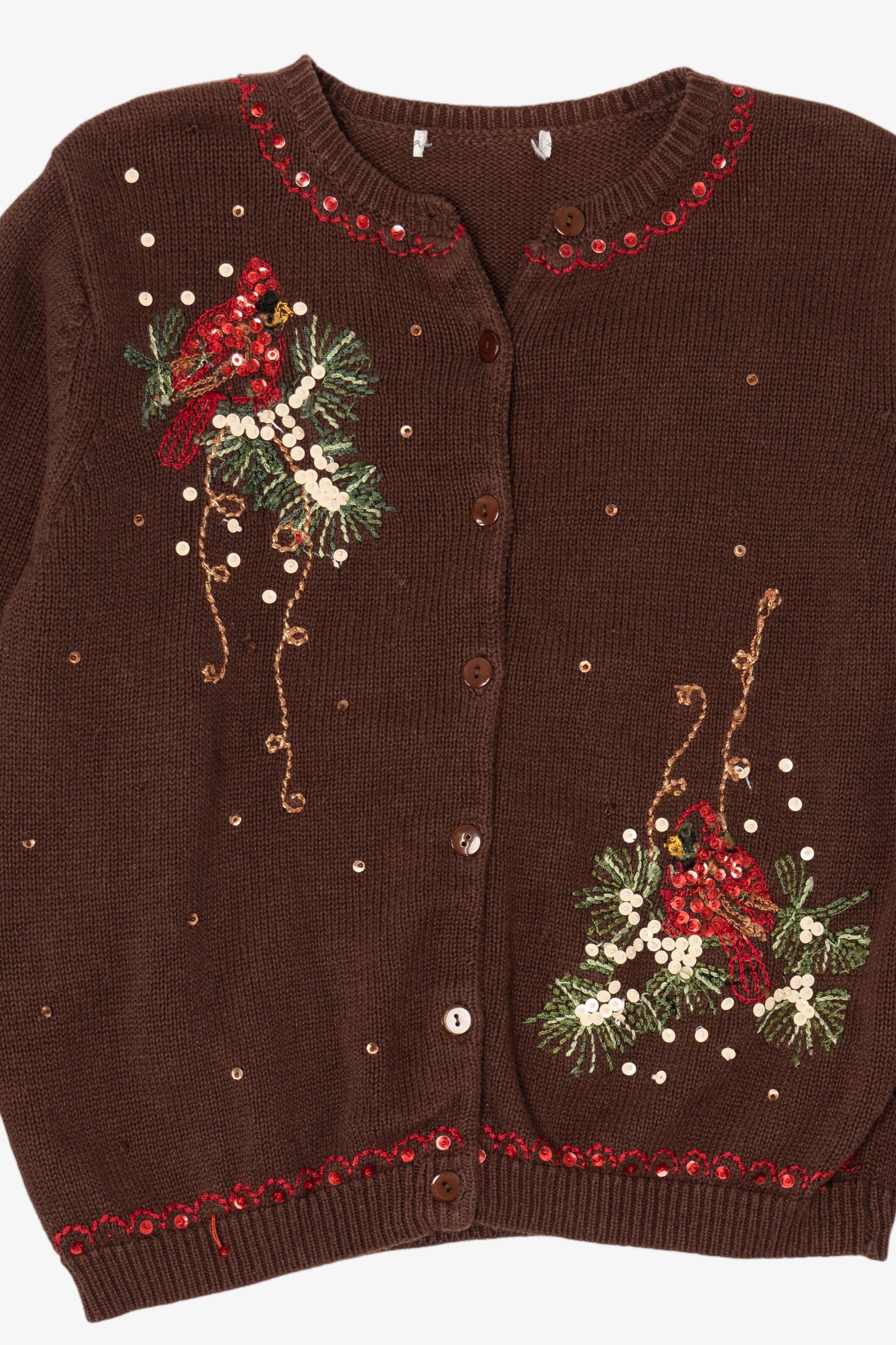 Vintage Dark Brown Sequin Cardinals Cardigan (1990s)