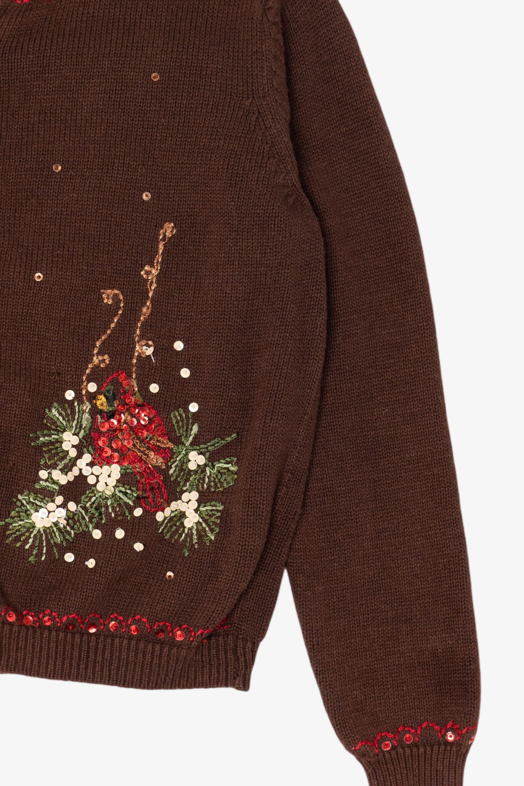 Vintage Dark Brown Sequin Cardinals Cardigan (1990s)
