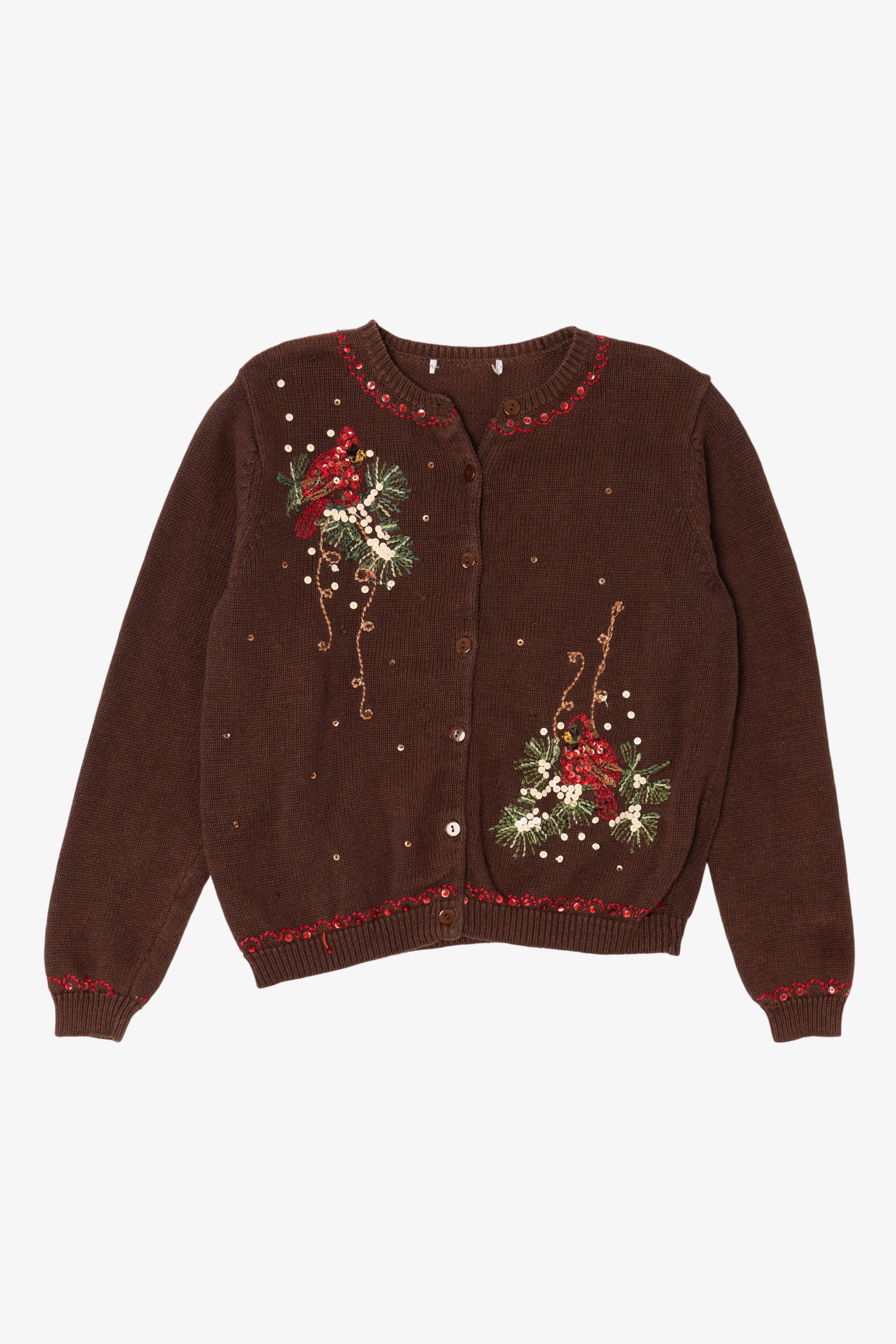 Vintage Dark Brown Sequin Cardinals Cardigan (1990s)