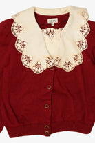 Vintage Red Nilani Lace Collar Cardigan Sweater (1980s)