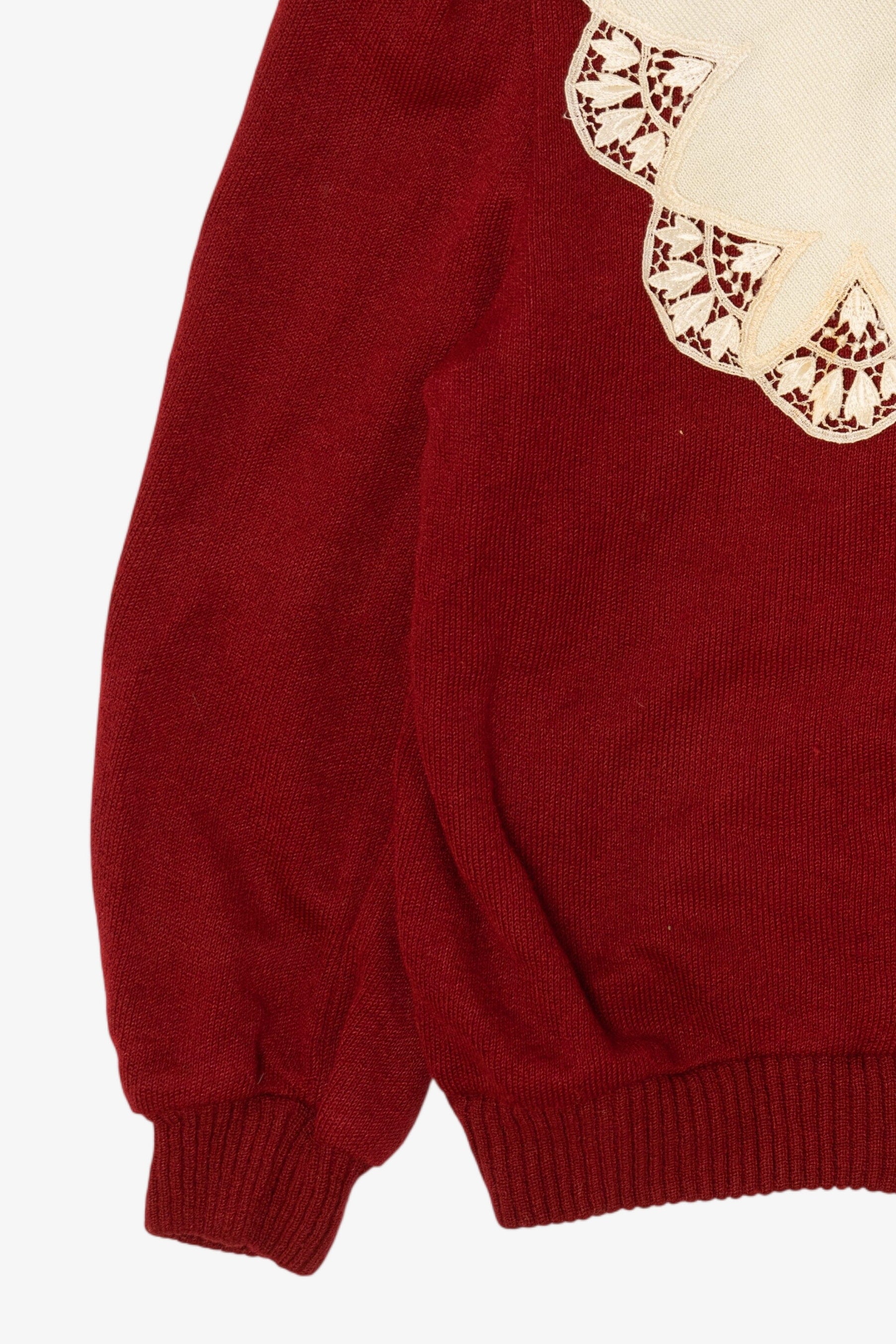 Vintage Red Nilani Lace Collar Cardigan Sweater (1980s)