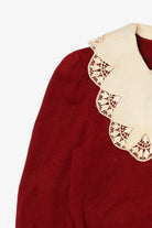 Vintage Red Nilani Lace Collar Cardigan Sweater (1980s)