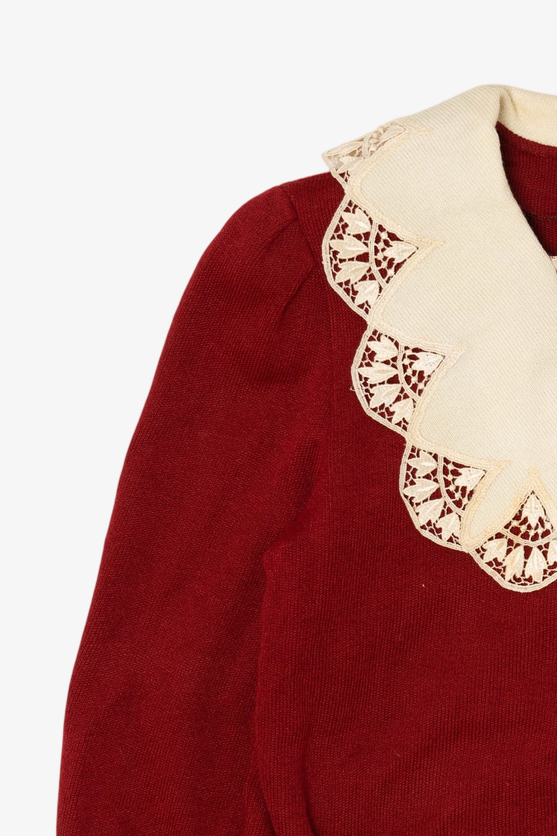 Vintage Red Nilani Lace Collar Cardigan Sweater (1980s)