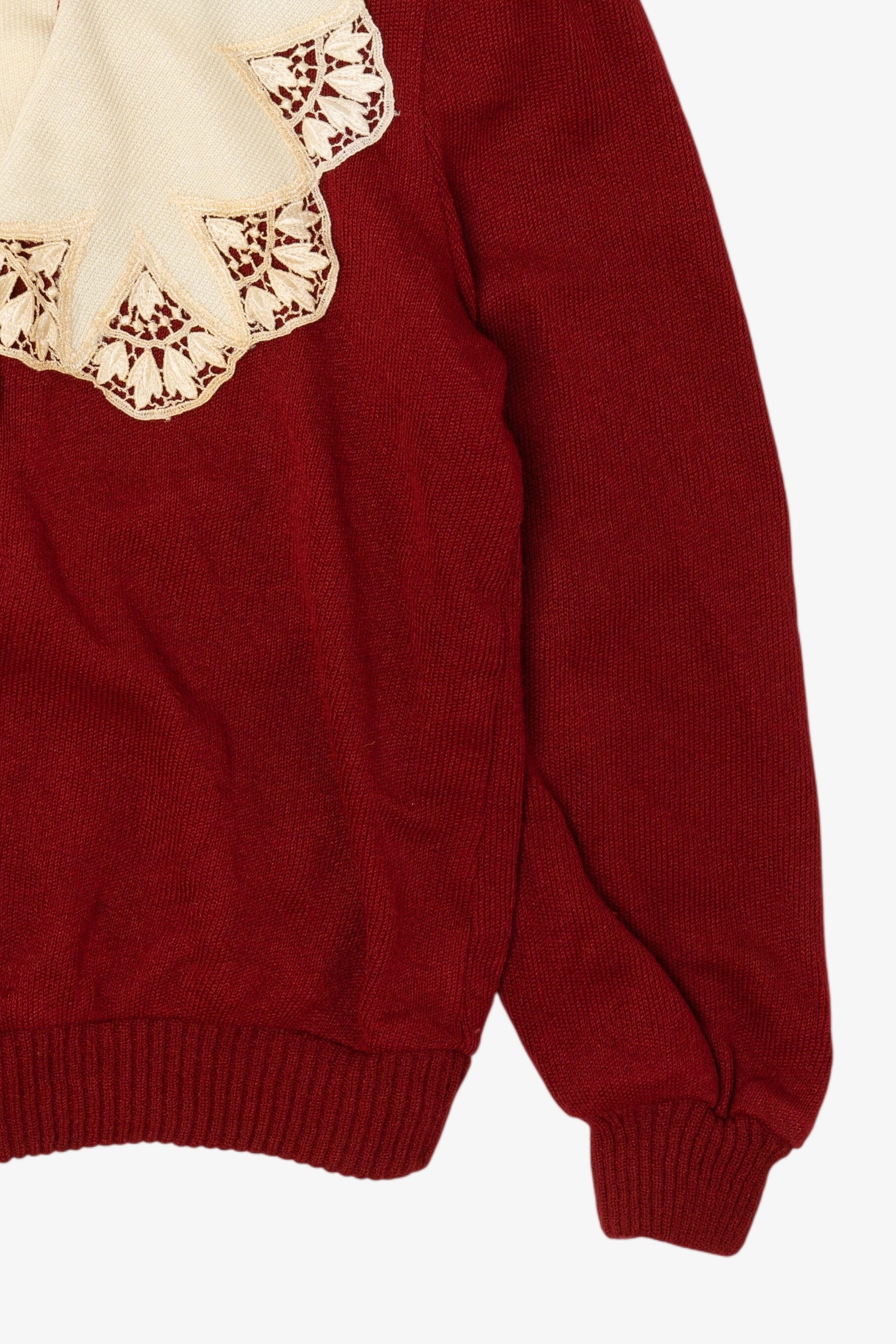 Vintage Red Nilani Lace Collar Cardigan Sweater (1980s)