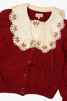 Vintage Red Nilani Lace Collar Cardigan Sweater (1980s)