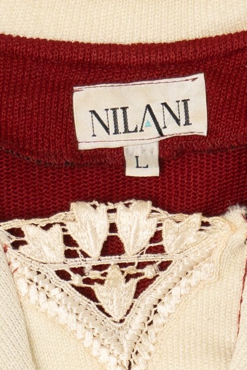 Vintage Red Nilani Lace Collar Cardigan Sweater (1980s)