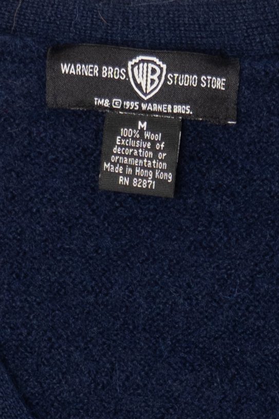 Vintage Navy Blue Looney Tunes Bugs And Taz Cardigan Sweater (1990s)