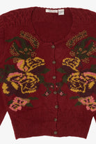 Vintage Burgundy Robin Sinkler Cardigan Sweater (1990s)