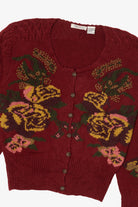 Vintage Burgundy Robin Sinkler Cardigan Sweater (1990s)
