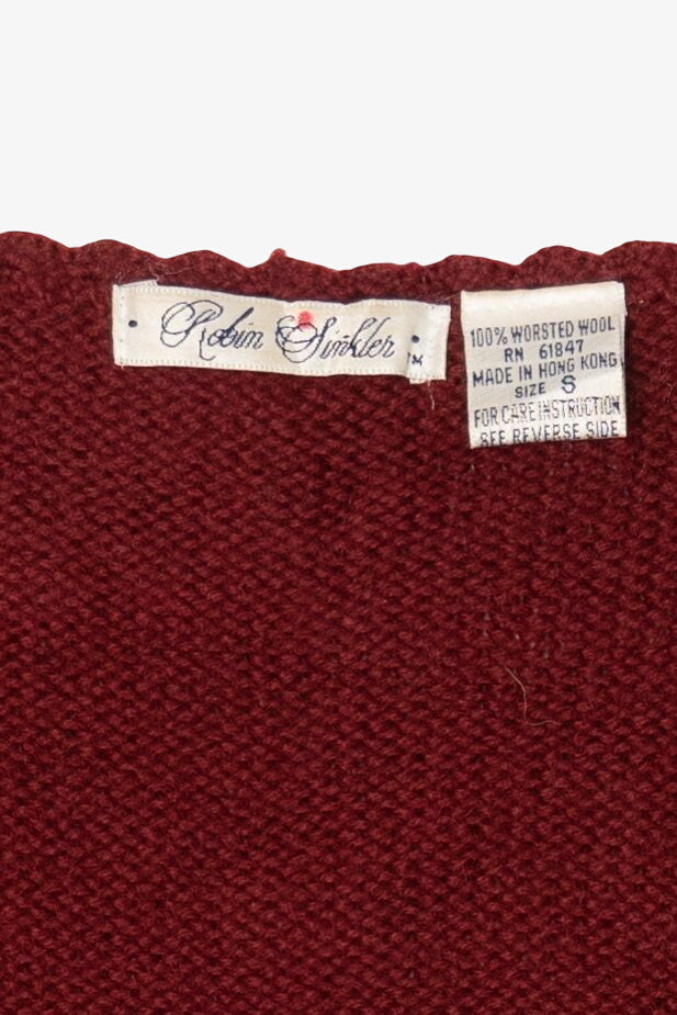 Vintage Burgundy Robin Sinkler Cardigan Sweater (1990s)