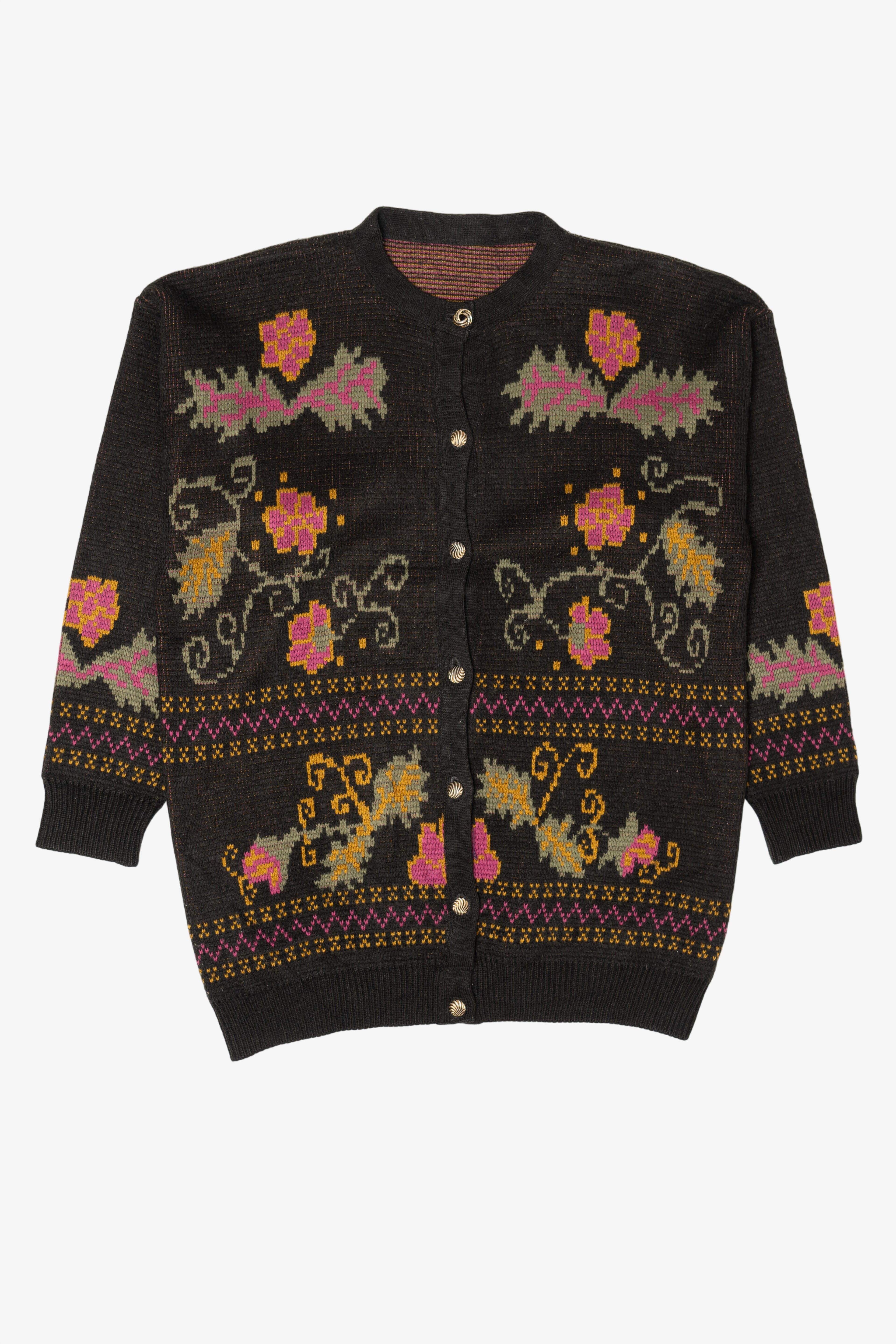 Vintage Floral Cardigan Sweater (1990s)