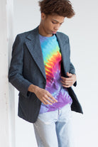 Blue Chevron Stripes Vintage Blazer