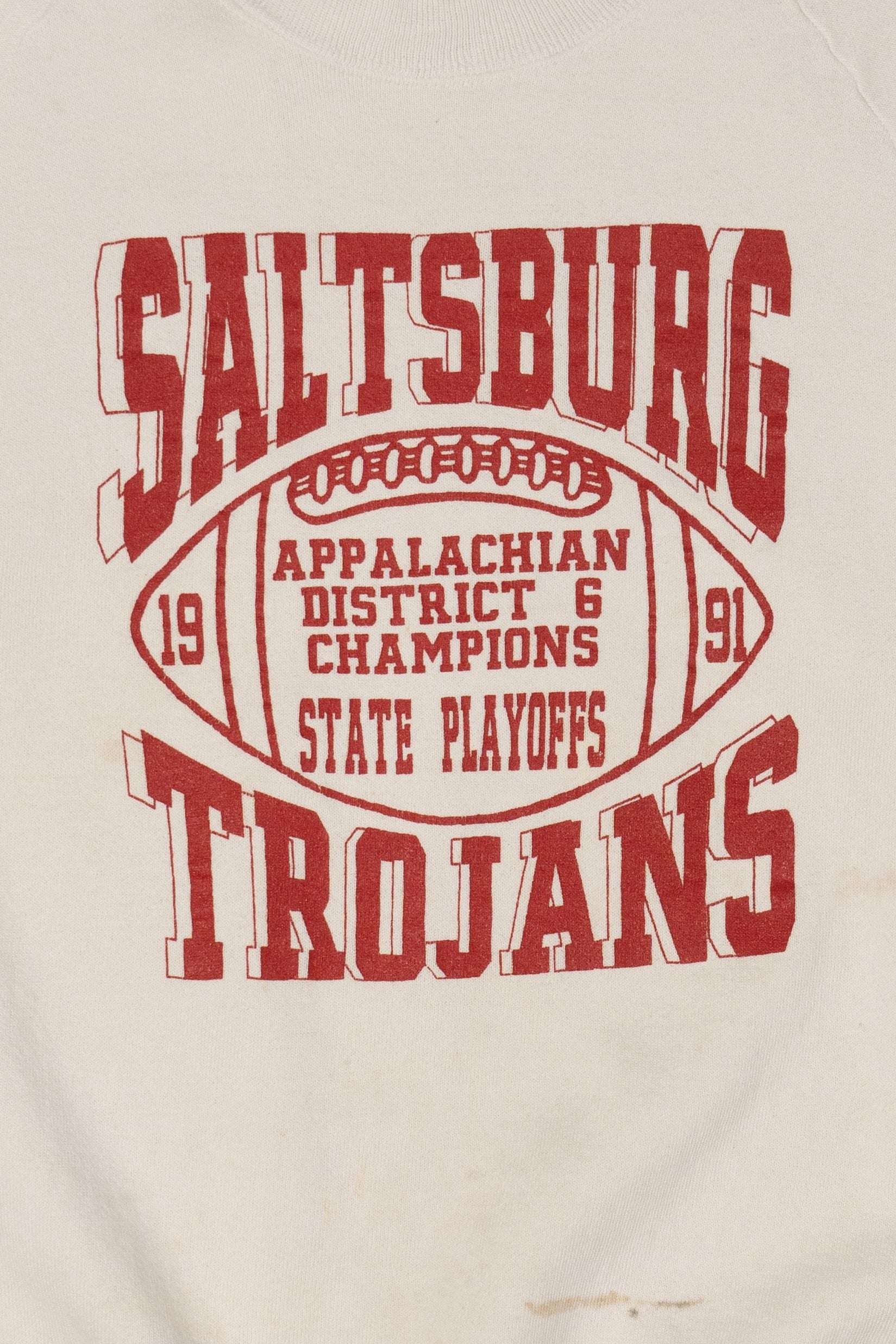Vintage Distressed Saltsburg Trojans State Playoffs 1991 Sweatshirt (1990s)