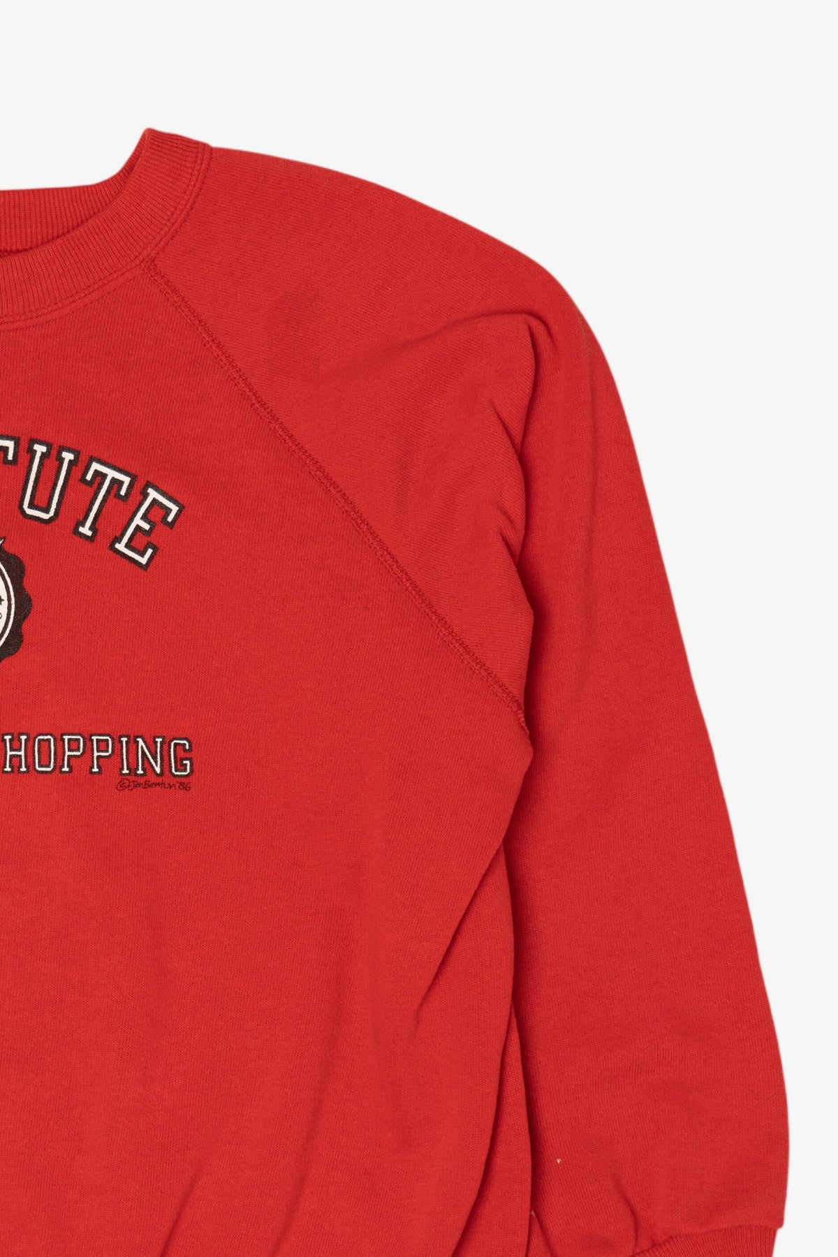 Vintage Red "Institute For Advanced Shopping" Funny Raglan Sweatshirt (1980s)