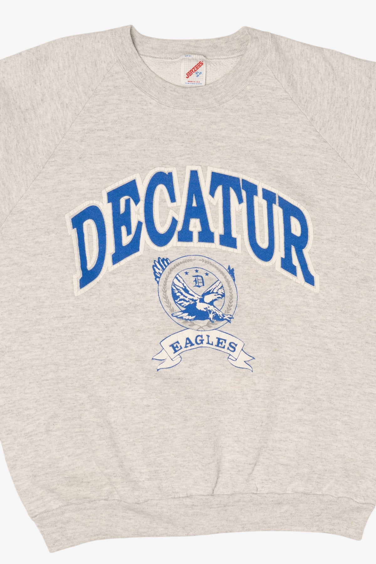 Vintage Light Gray Embossed Decatur Eagles Raglan Sweatshirt (1990s)