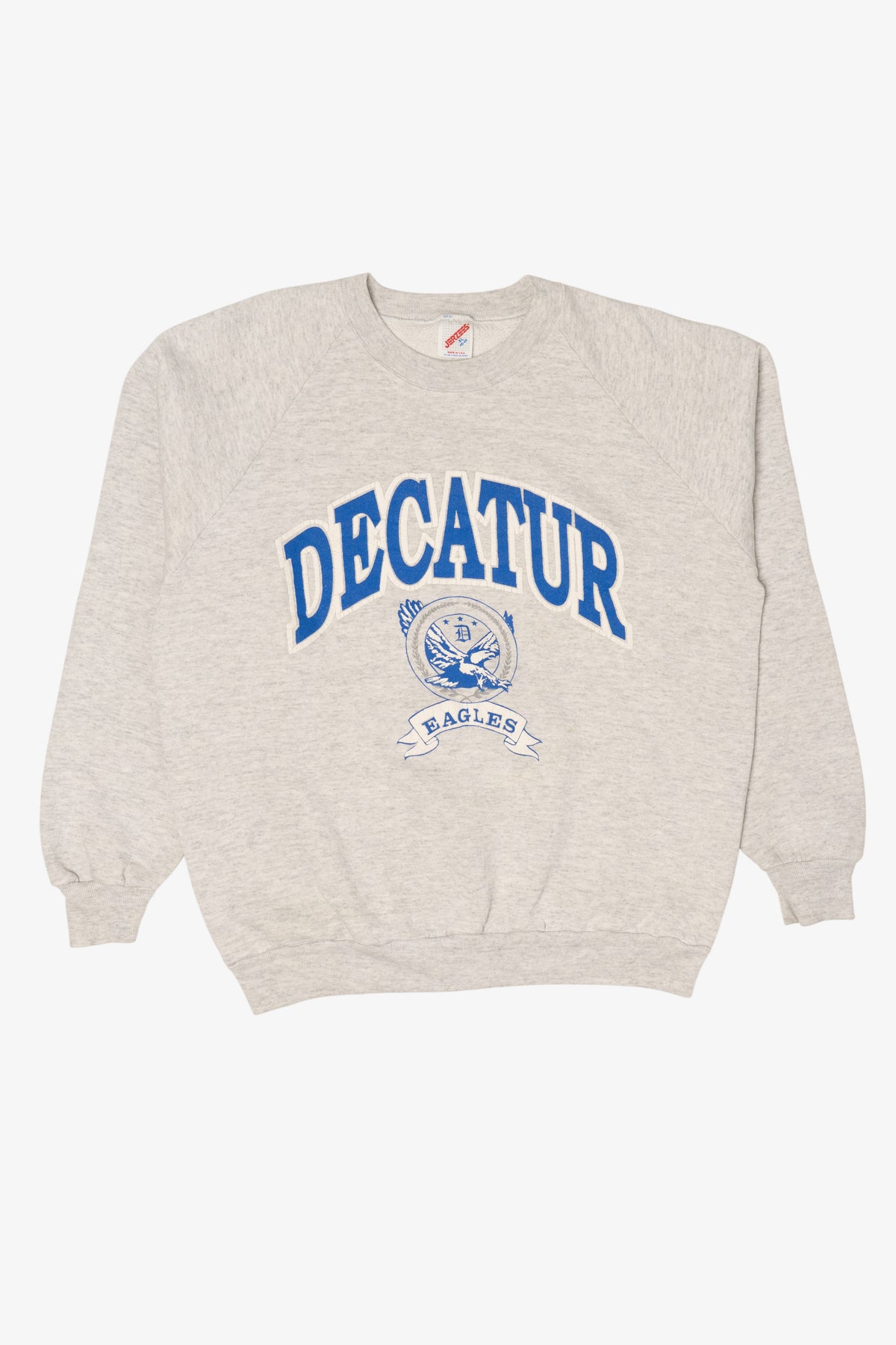Vintage Light Gray Embossed Decatur Eagles Raglan Sweatshirt (1990s)