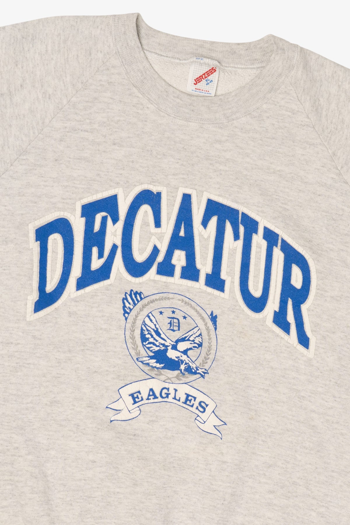 Vintage Light Gray Embossed Decatur Eagles Raglan Sweatshirt (1990s)