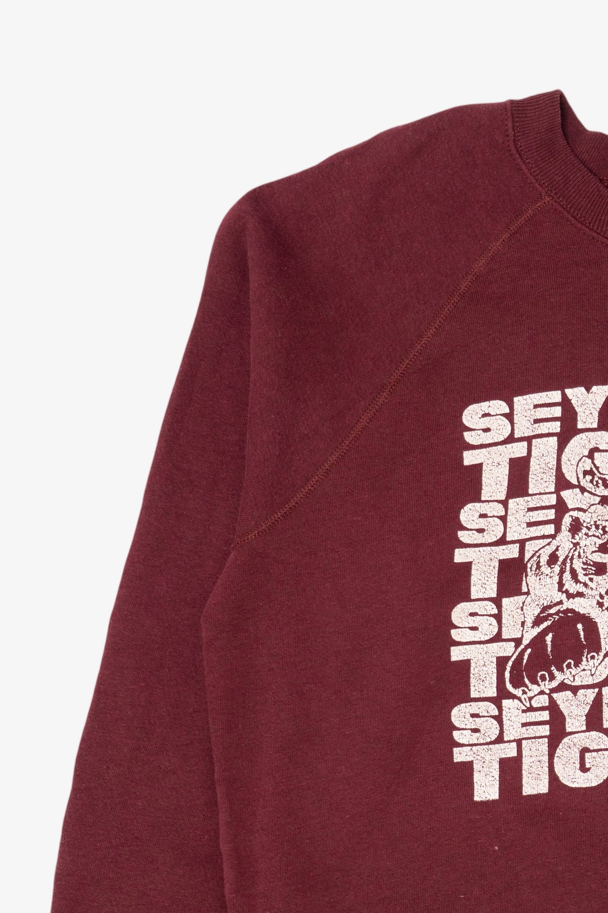 Vintage Burgundy Seymour Tigers Raglan Sweatshirt (1990s)