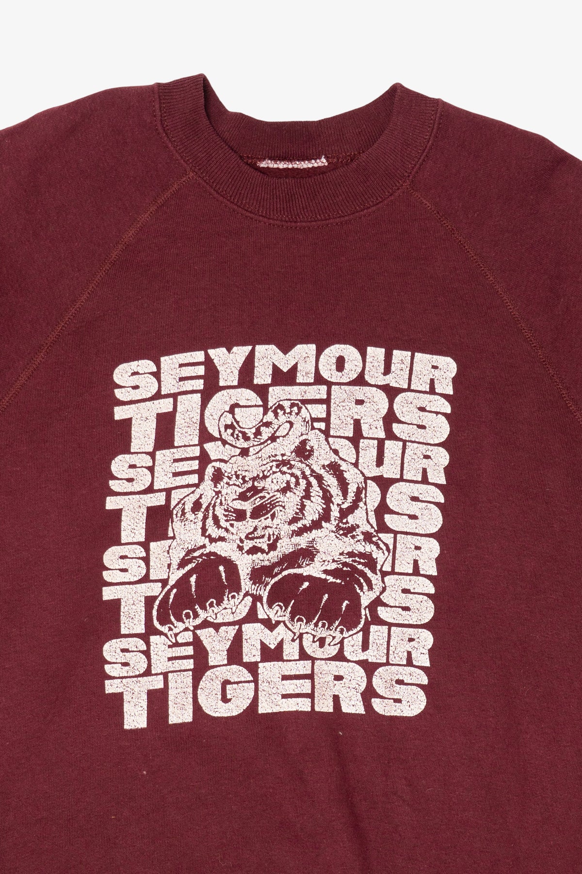 Vintage Burgundy Seymour Tigers Raglan Sweatshirt (1990s)
