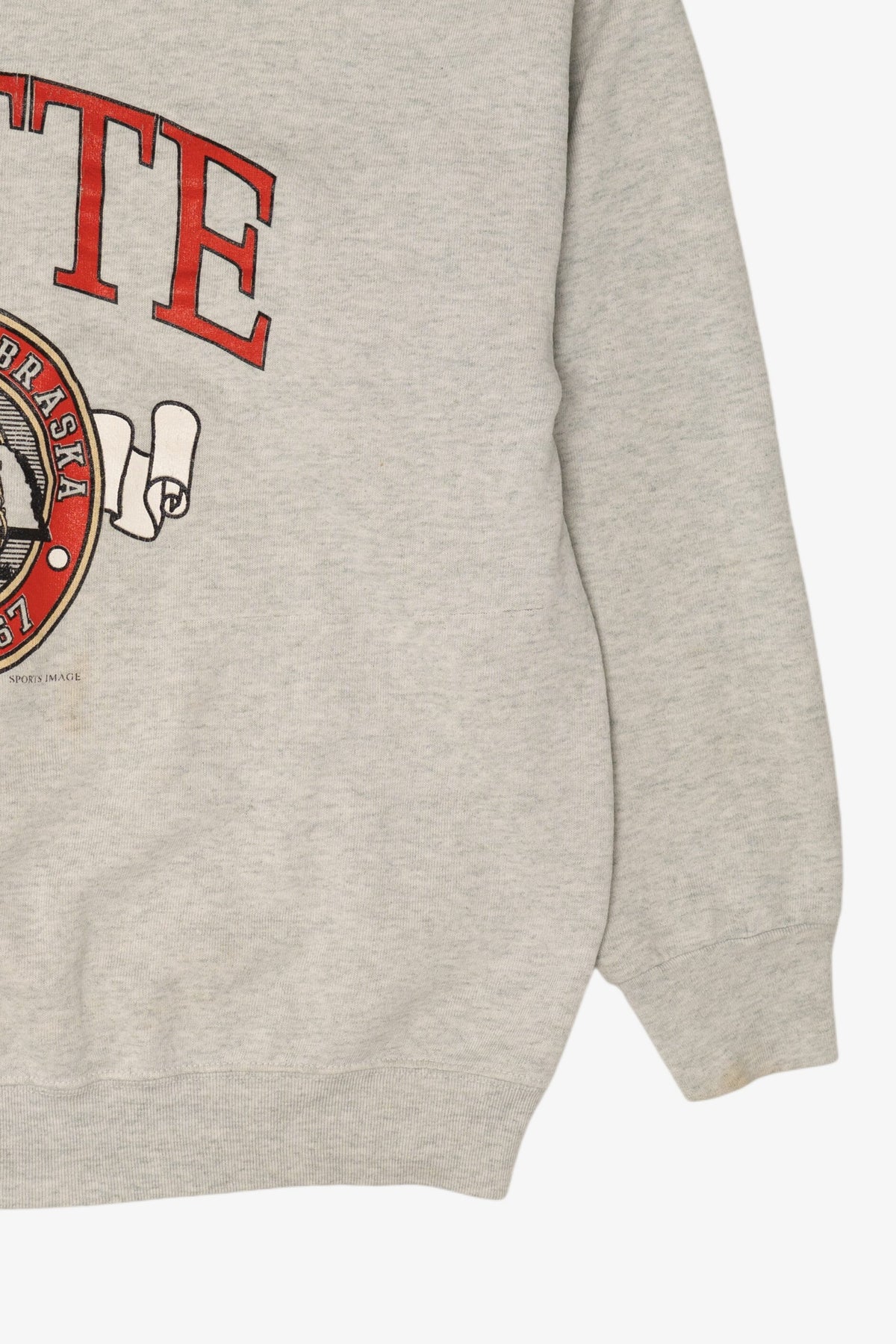 Vintage Distressed Light Gray "Butte" State Of Nebraska Sweatshirt (1990s)
