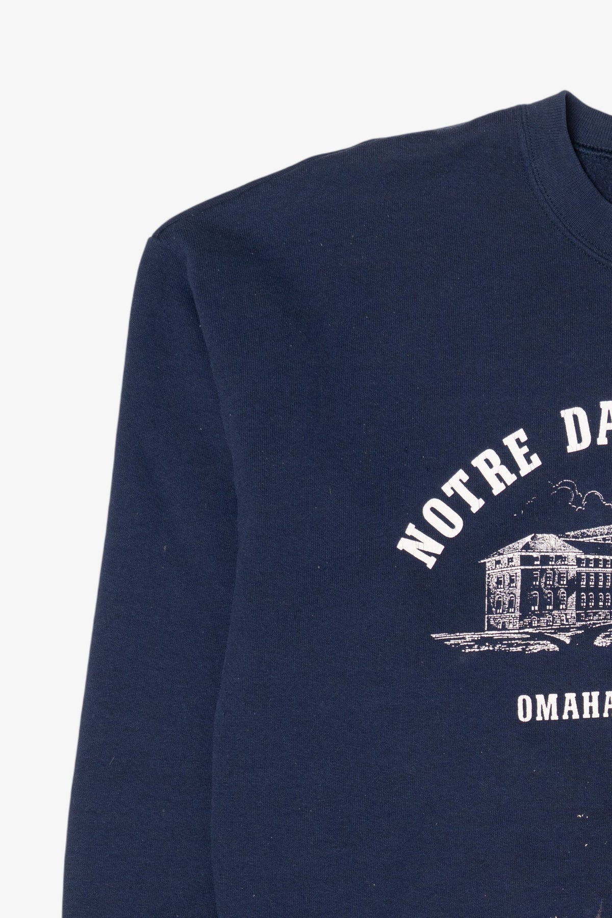 Vintage Navy Blue Notre Dame Academy Omaha Nebraska Distressed Sweatshirt (1990s)