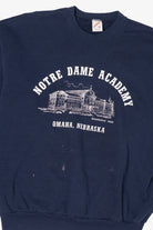 Vintage Navy Blue Notre Dame Academy Omaha Nebraska Distressed Sweatshirt (1990s)