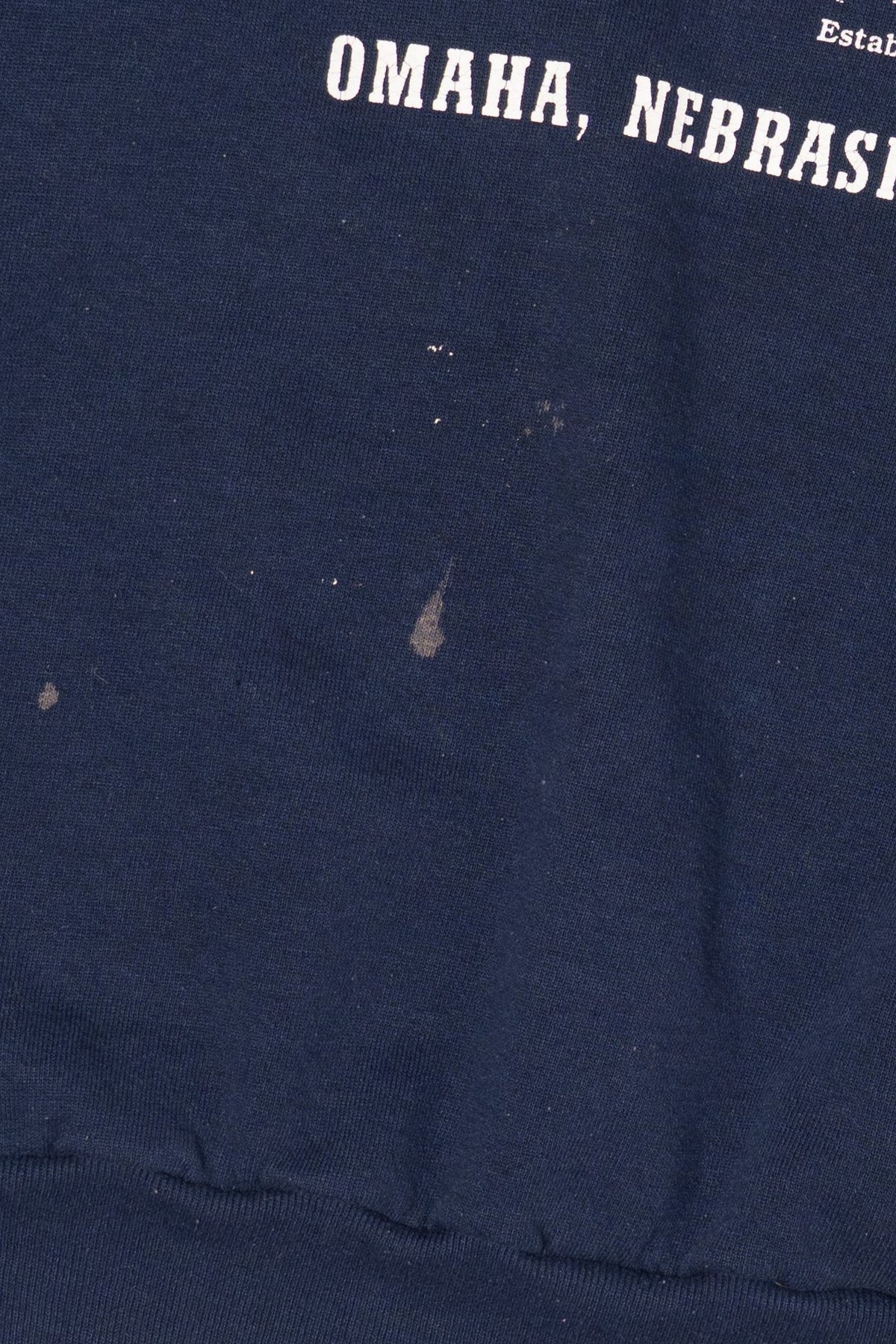 Vintage Navy Blue Notre Dame Academy Omaha Nebraska Distressed Sweatshirt (1990s)