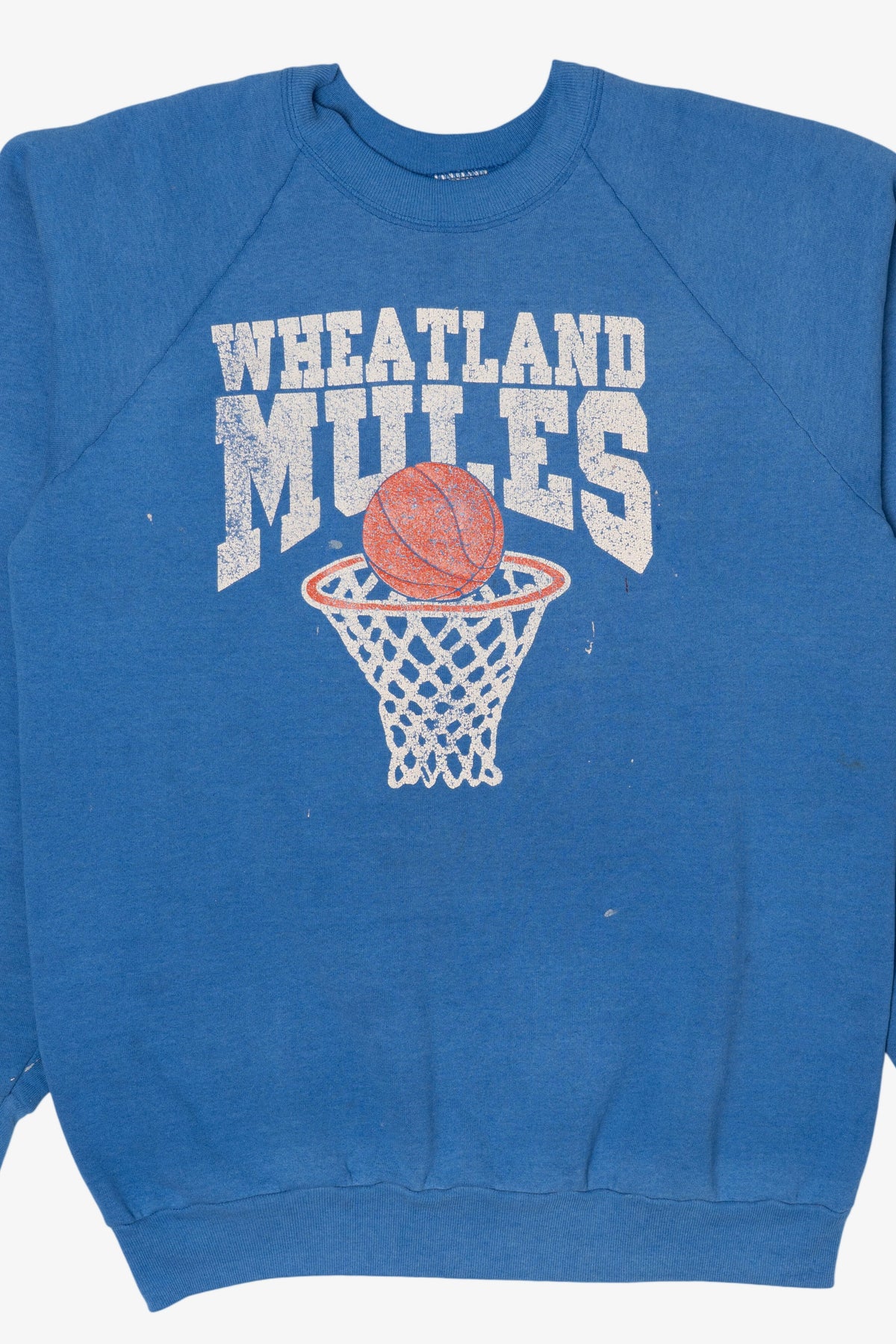Vintage Blue Wheatland Mules Basketball Raglan Sweatshirt (1990s)