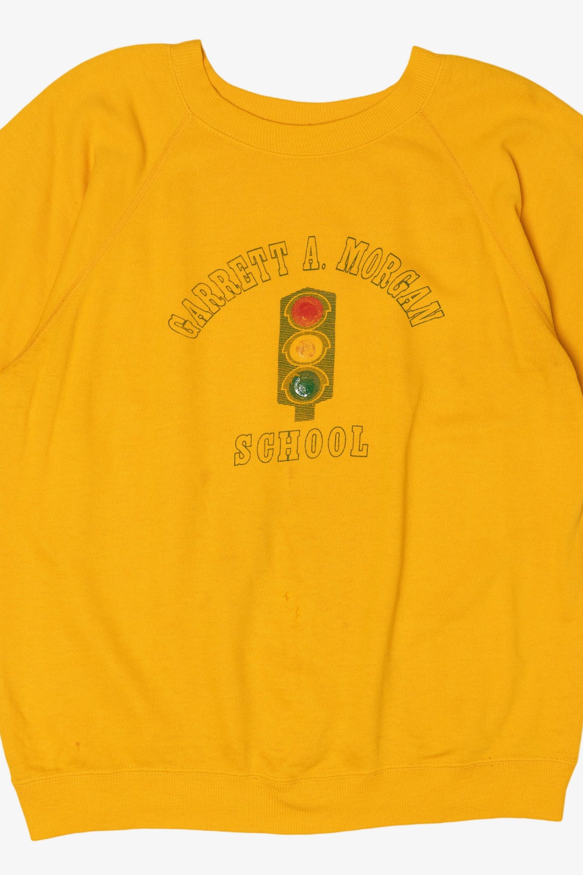 Vintage Yellow Garrett A. Morgan School Short Sleeve Raglan Sweatshirt (1990s)