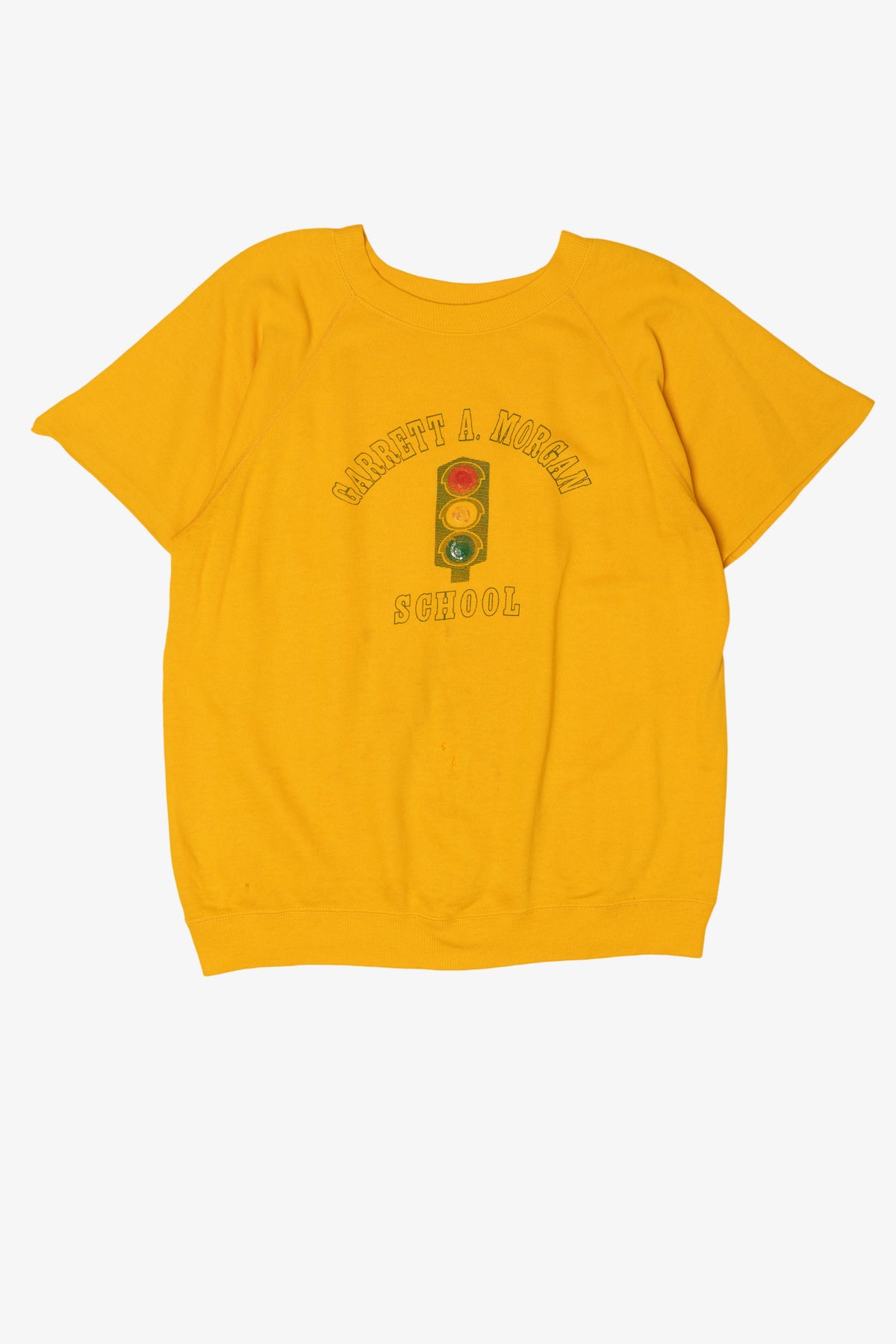 Vintage Yellow Garrett A. Morgan School Short Sleeve Raglan Sweatshirt (1990s)