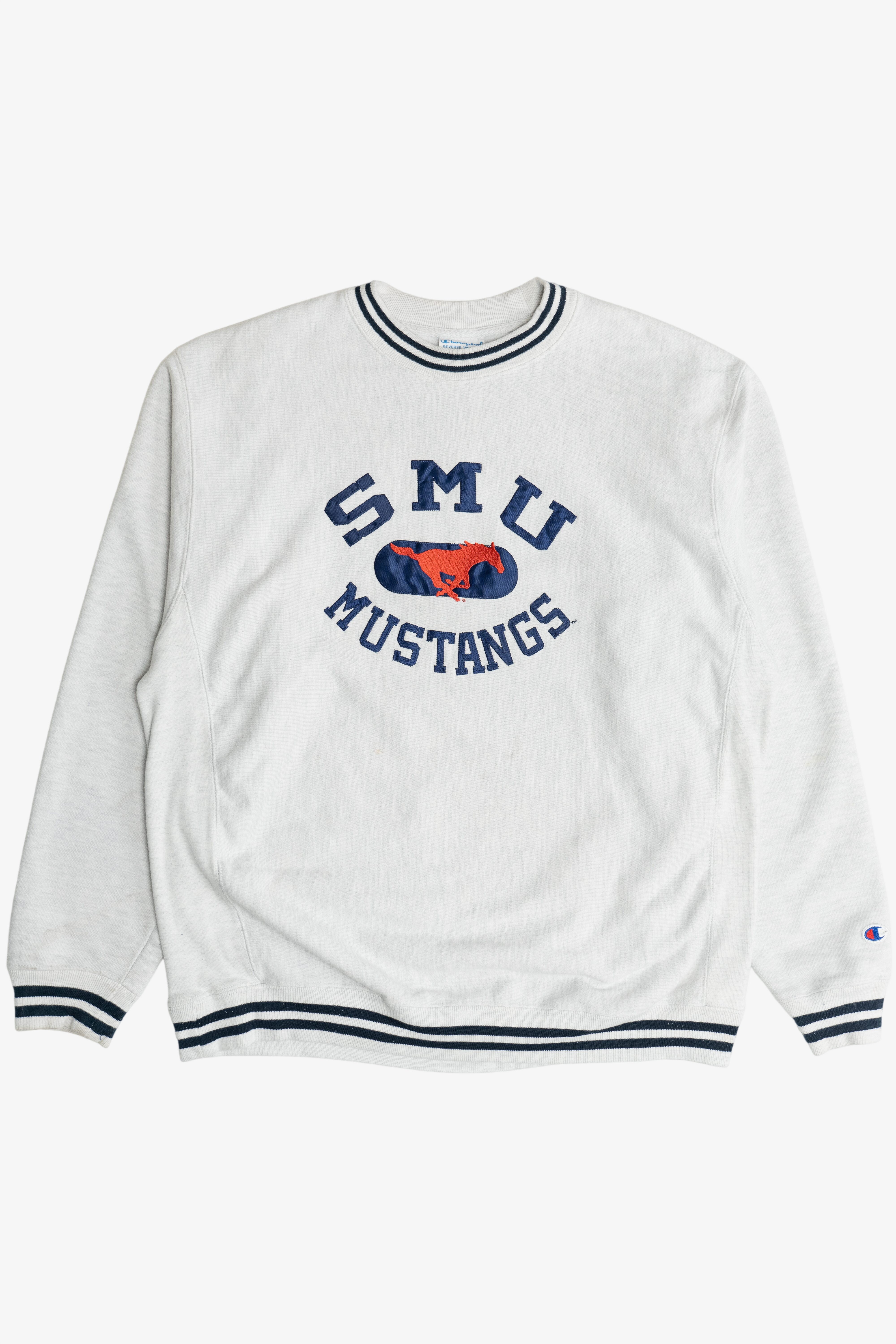 Distressed "SMU Mustangs" Champion University Sweatshirt (2010s)