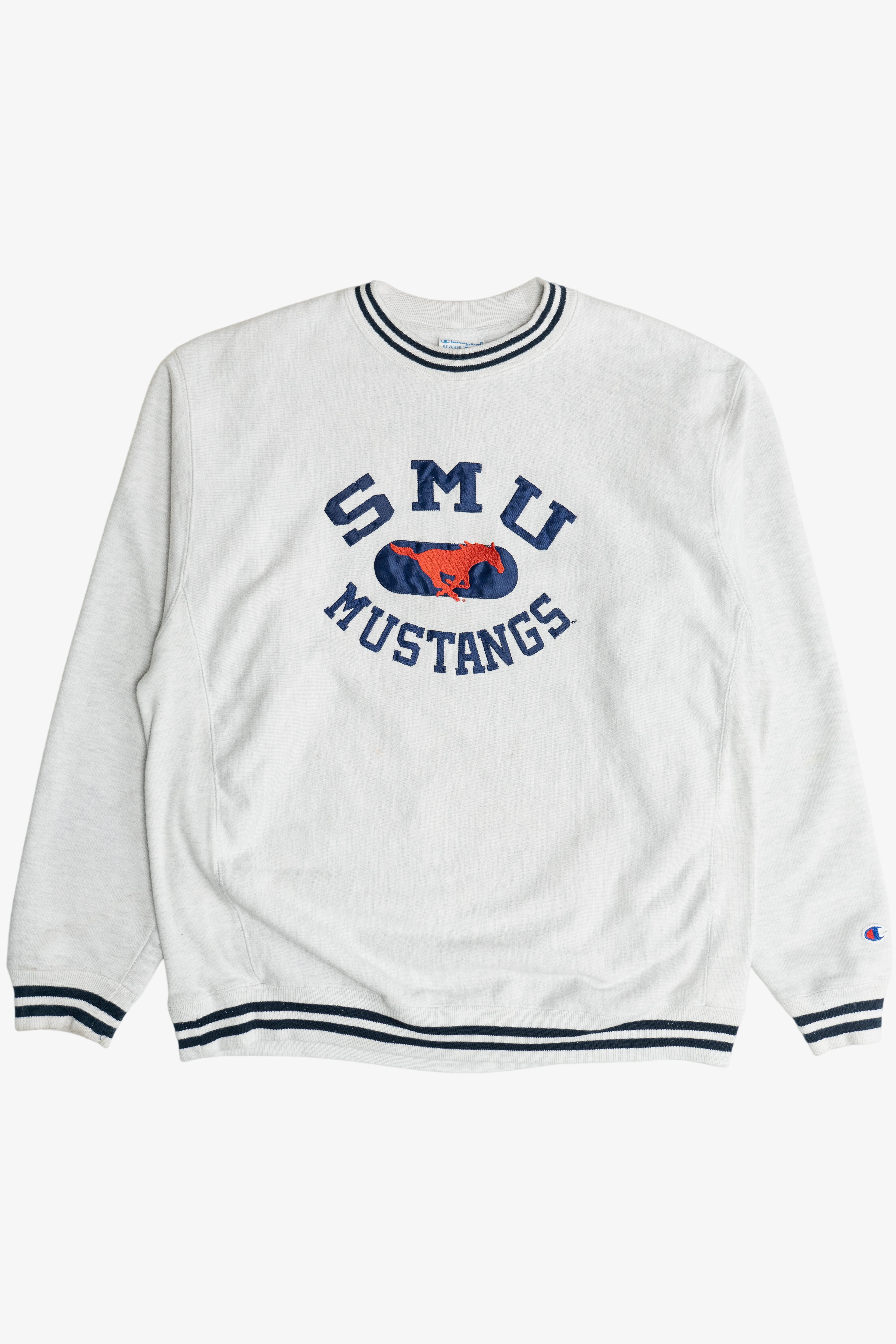 Distressed "SMU Mustangs" Champion University Sweatshirt (2010s)